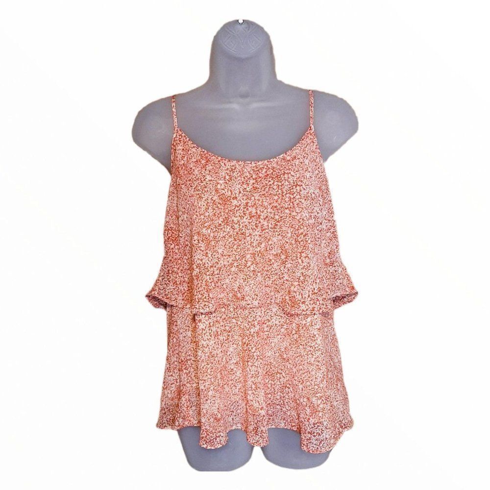 CAbi Ruffle Flutter Top in Orange sz Small
